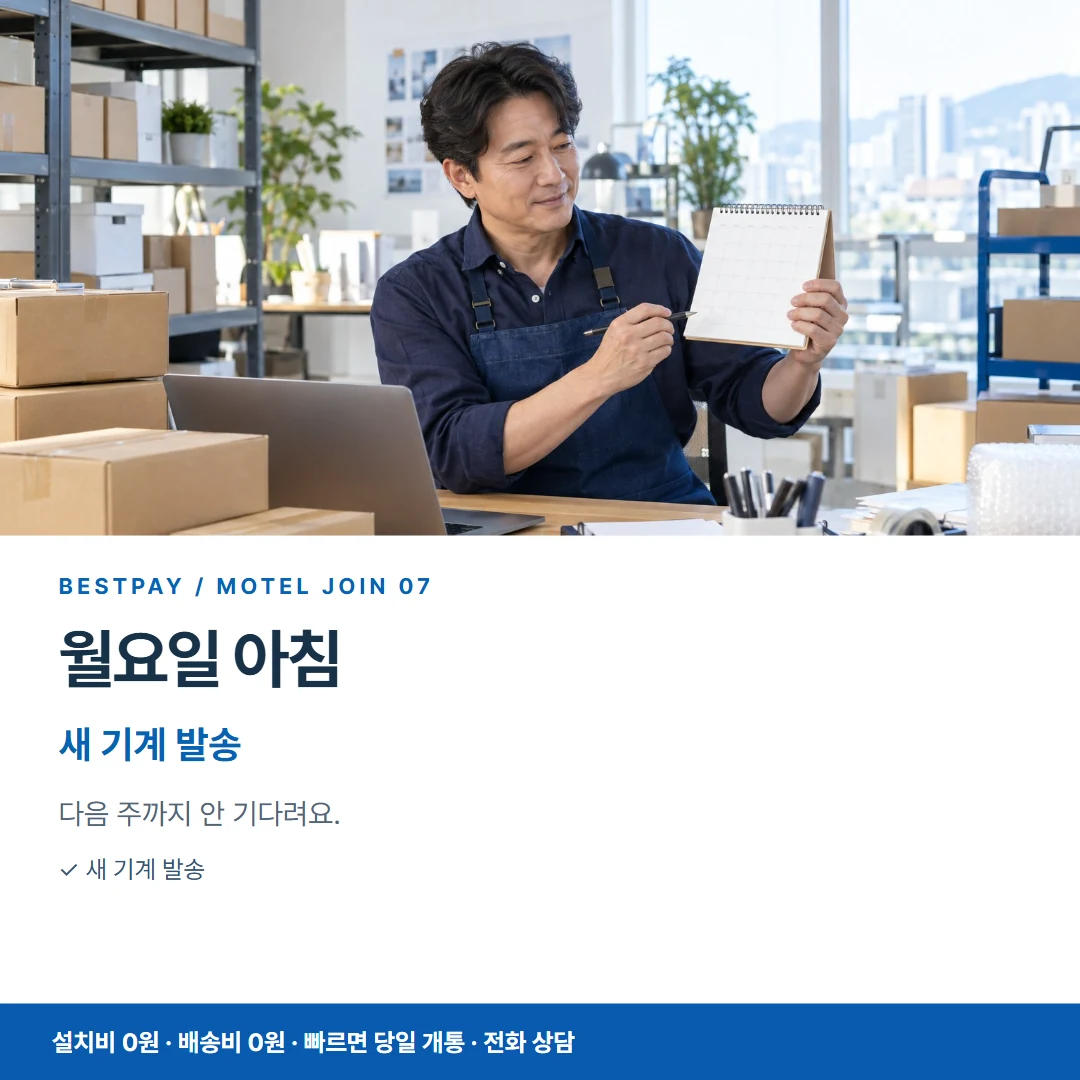 모텔 PG가입 · 월요일 아침 새 기계 발송 카드뉴스 7