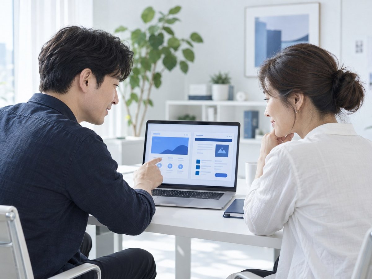 모텔 PG가입 · 남녀가 노트북 화면을 함께 보며 상담하는 장면(연출 사진)